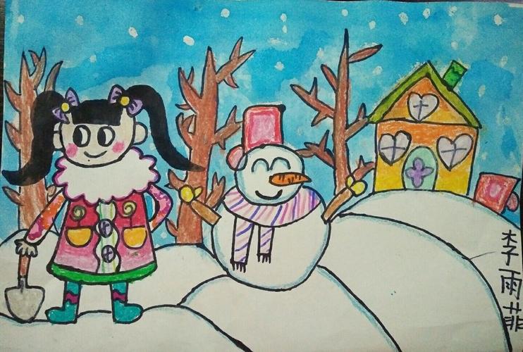 星火画室 儿童画 雪人