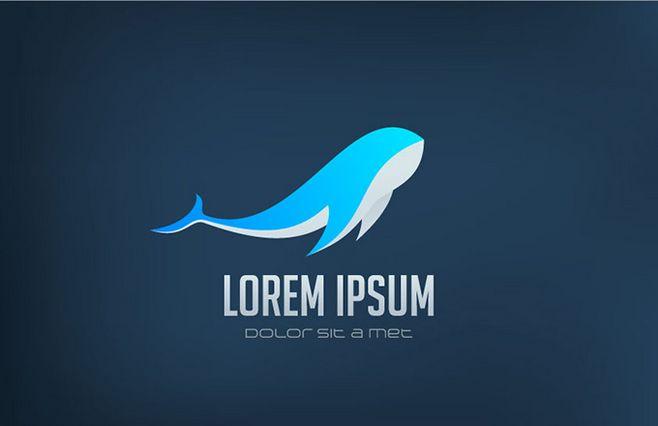蓝色鲸鱼标志设计矢量素材