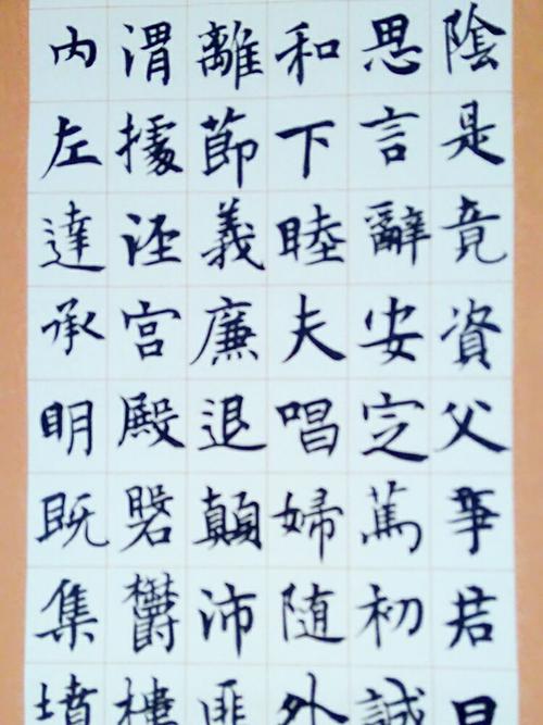 冯国强楷书千字文局部