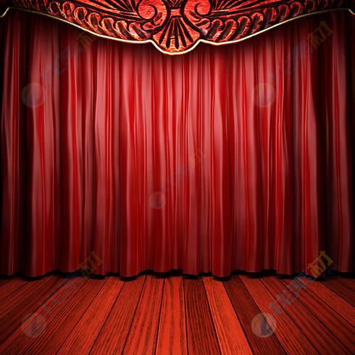 鲜红幕布复古舞台高清桌面背景图片下载