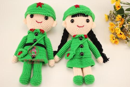 编织手工diy当兵军人钩针毛线玩偶材料娃娃毛线