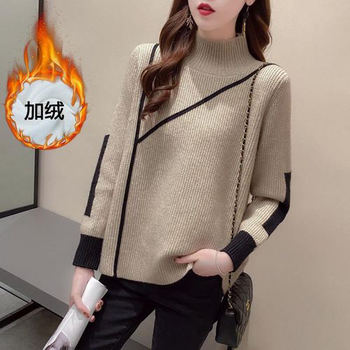 毛衣新款2020爆款,2020新款手工毛衣图片 加绒高领女士毛衣新款2020爆款秋冬宽松套头内搭针织