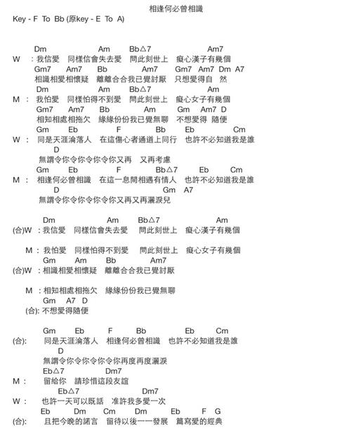 相逢何必曾相识(尤克里里谱)