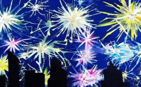 春节烟花手工制作:幼儿diy绚丽烟花夜景