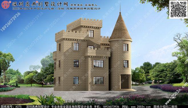 高典别墅采集到城堡式别墅新农村自建房设计图首层162平方米图纸