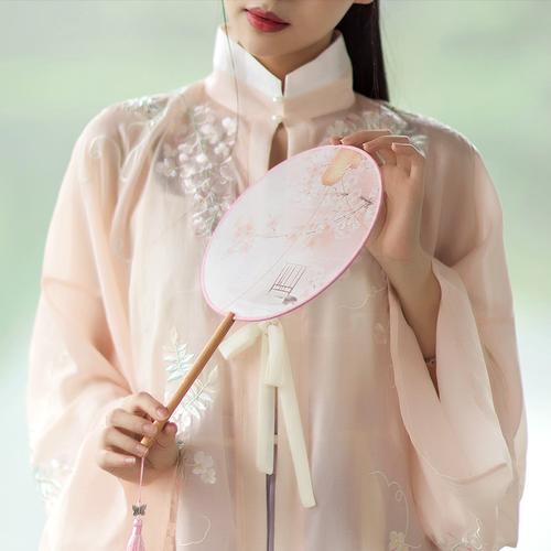 古风团扇夏季真丝中国风汉服圆扇子古典舞蹈宫廷扇女士故宫团扇子