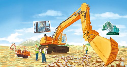 用力向下挖挖掘机