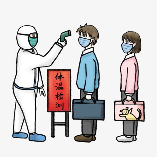 疫情复工职员排队测体温