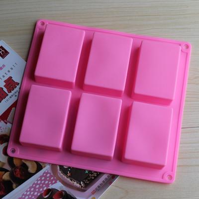 6连长方形硅胶蛋糕模具硅胶肥皂手工皂模具长方形100ml手工皂模具
