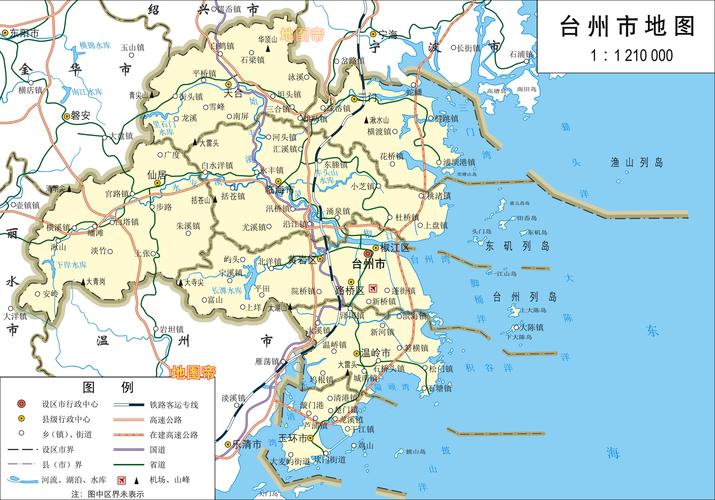 浙江台州市3市辖区高清地图,走遍苏杭不如温黄