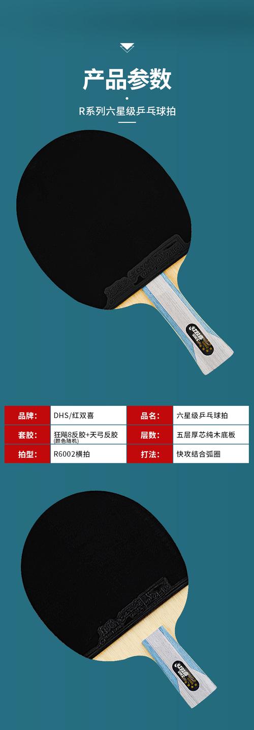红双喜乒乓球拍进攻型六星专业级狂飙6星r6002乒乓球拍成品拍单拍