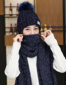 冬帽女毛线针织帽子女冬冷帽骑车帽新款保暖风雪帽防寒加绒头套帽围巾
