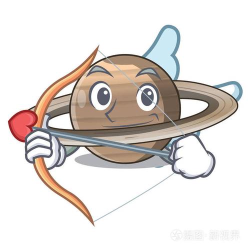 丘比特冥王星土星孤立与吉祥物兽医插图