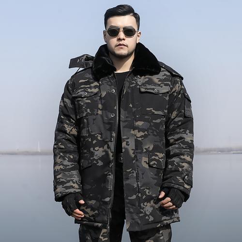冬季加厚迷彩大衣短款棉服保暖防寒迷彩服棉衣军迷大衣