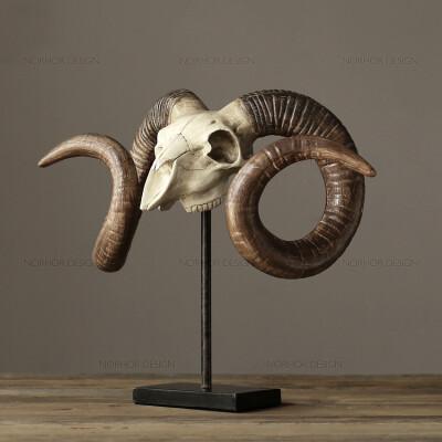 北欧表情/heri系列高级树脂摆件/美式乡村复古装饰/雪羊头骨