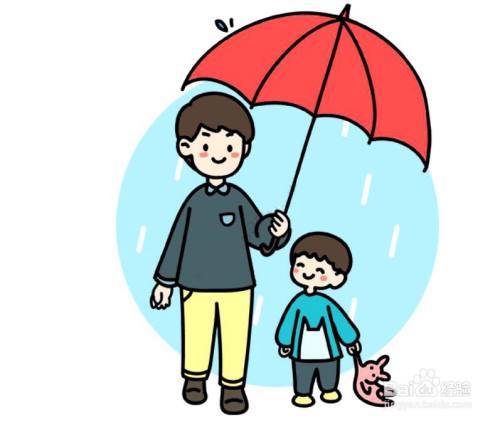 人简笔画雨中打伞的小女孩简笔画画法图片教程妈妈撑伞侧面简笔画清明