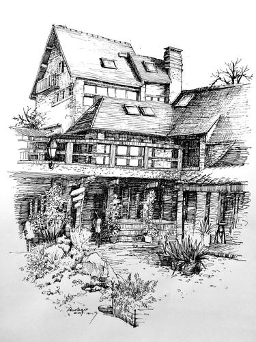 钢笔画十七逍遥子手绘