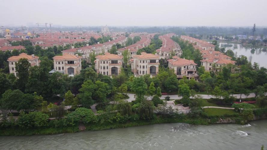 成都温江航拍鹭湖宫 生态 湖畔别墅