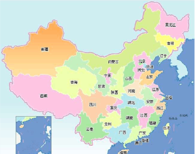 中国行政区域划分(区域,省份,简称,省会,地图)