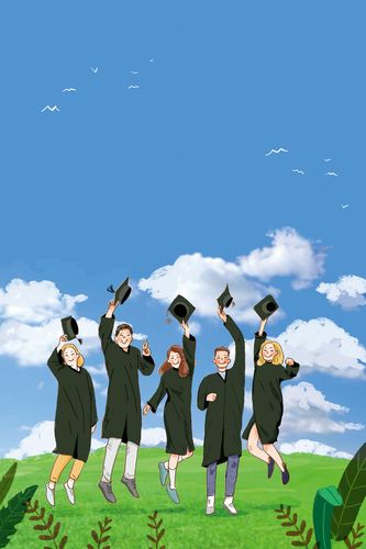 蓝色卡通人物青春毕业季海报免抠素材免费下载_觅元素