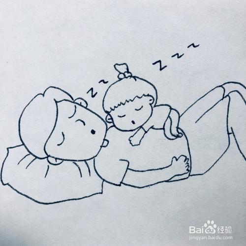 趴在爸爸身上睡觉的幸福画面该怎么画