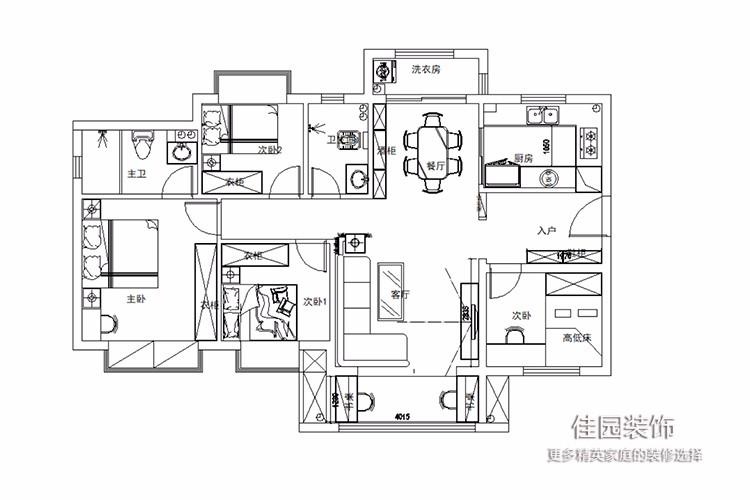 平面方案,三房改四房,提高家里的居住条件.