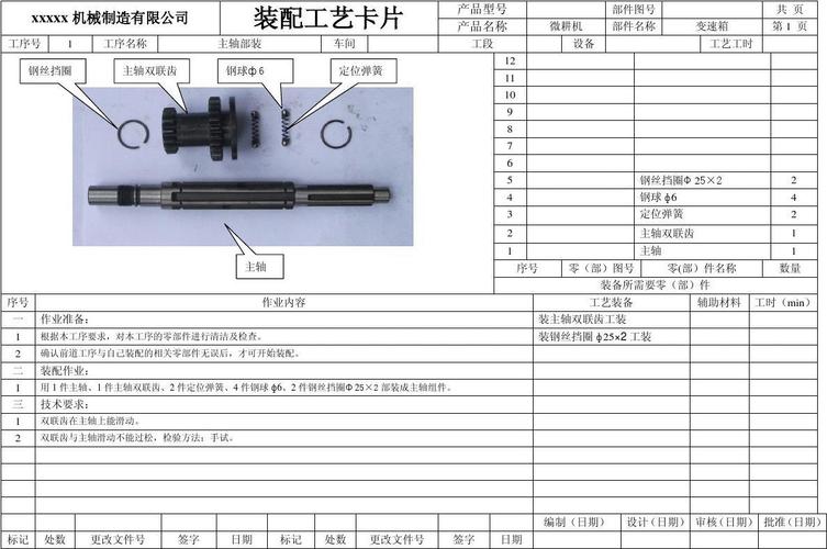 机械装配工艺卡