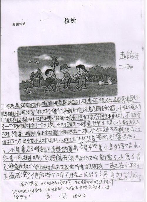 植树看图写话学生作品