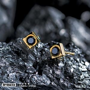 class=h>单只 /span>潮 span class=h>耳钉 /span>女黑钻石方形几何 