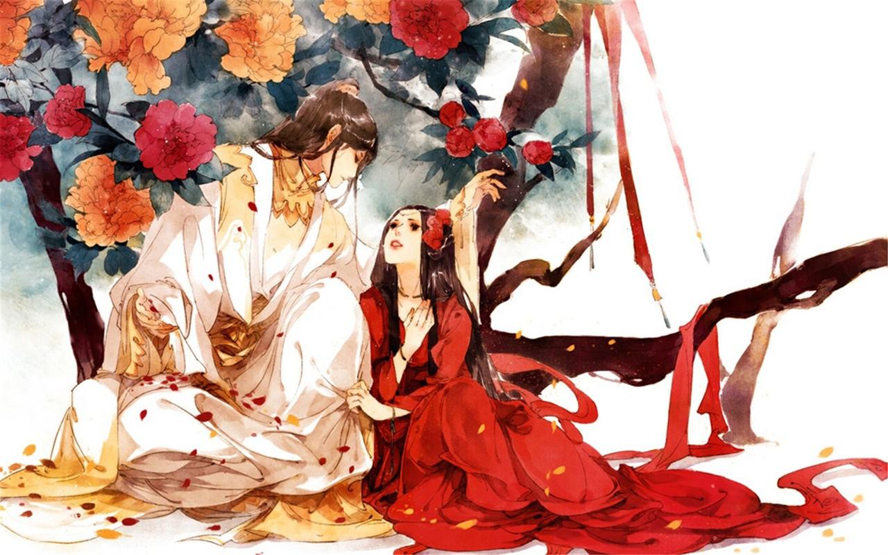 唯美中国古风人物爱情手绘壁纸图片下载,卡通动漫,唯美,手绘,壁纸