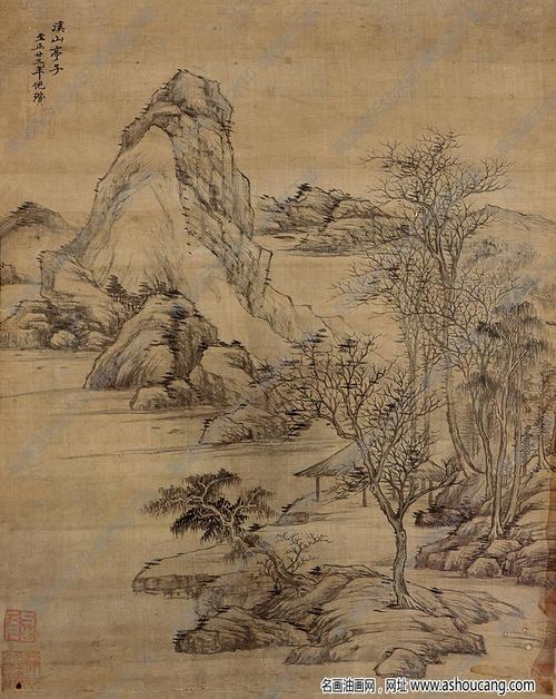 倪云林国画作品溪山亭子高清下载