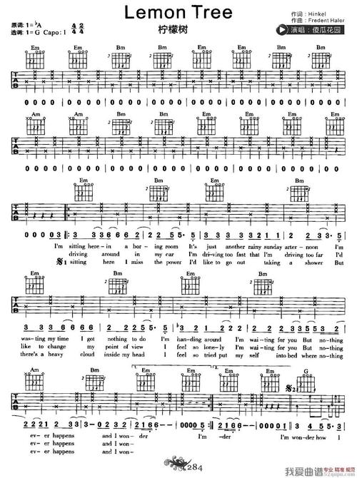 《柠檬树(英文版)》吉他谱