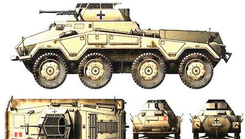 原创二战德国轮式装甲车之sdkfz 234型8轮重型装甲车
