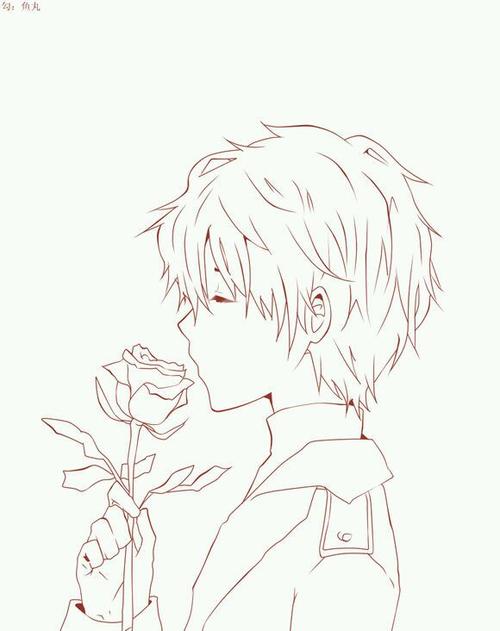 男生 帅气 动漫 线稿