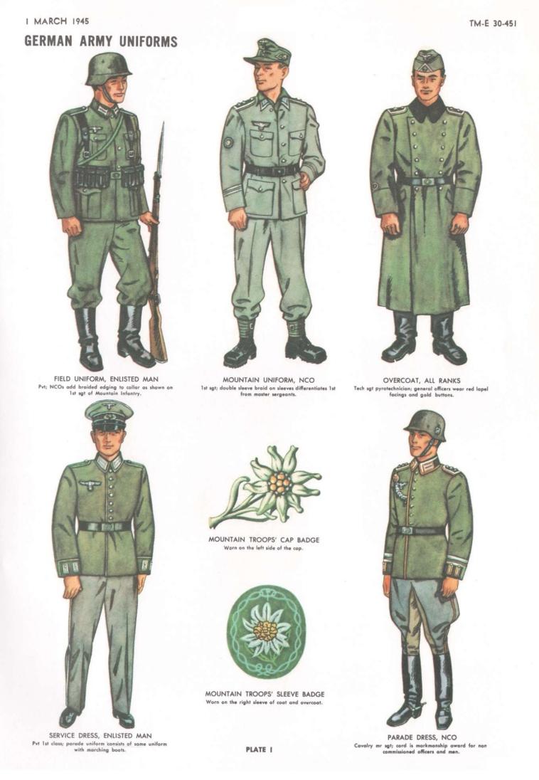 图鉴二战德军各军种官兵制服