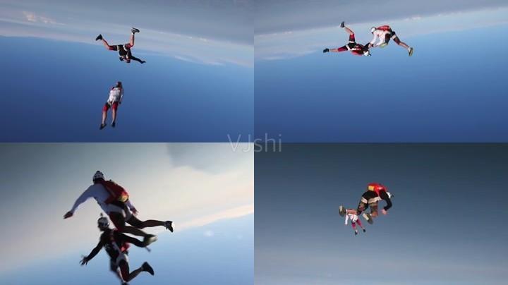 跳伞人在空中飞翔空中跳舞