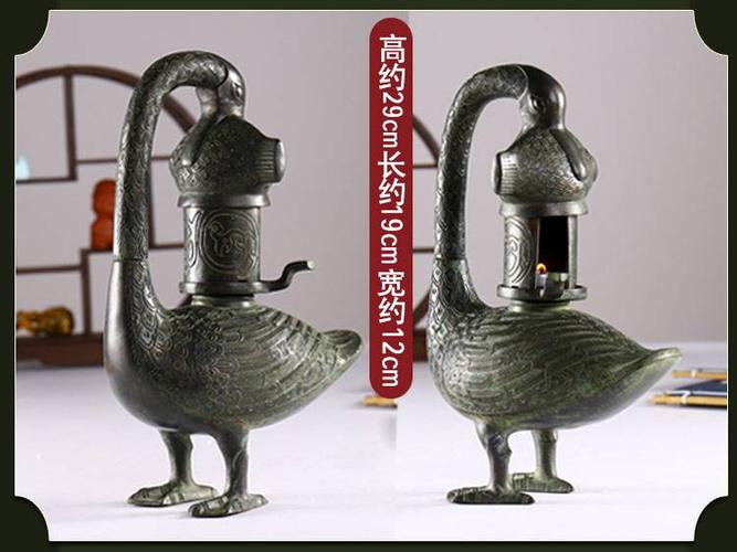 广发青铜器青铜雁鱼灯可拆卸可点灯山西博物馆展馆收藏复古做旧汉代