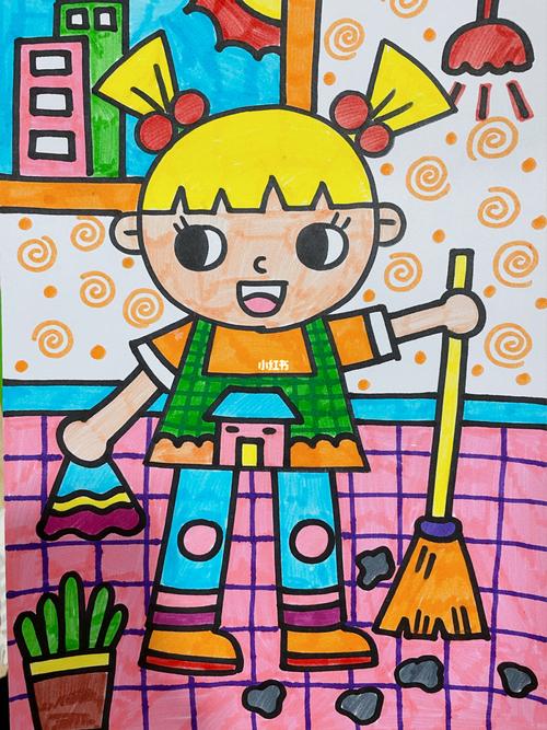 劳动节儿童画_儿童画_美术_少儿美术_文化_绘画