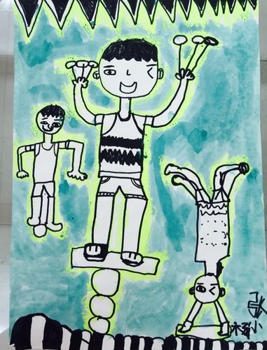 7.15总校区炫彩印象班绘画《杂技表演》