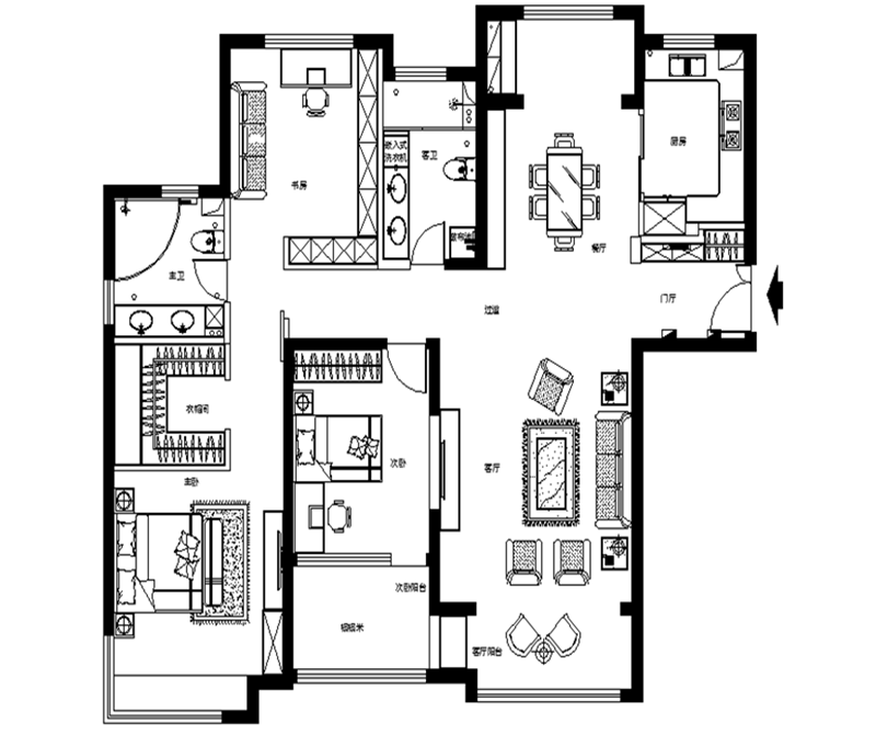 新古典三居室165平米17万-亿城堂庭装修案例-天津房天下家居装修网
