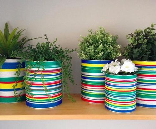 家居diy:3分钟奶粉罐变身五彩花盆
