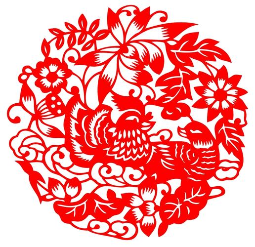 de77传统纸质手工窗花剪纸鸳鸯戏水结婚双喜喜字