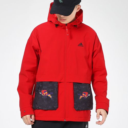 adidas阿迪达斯夹克男2021本命年cny红色牛年加绒运动外套gp1822