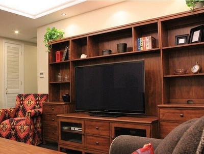 美式风格客厅实木电视柜背景墙装修图片美式风格电视柜图片