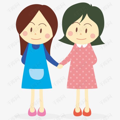 简约手绘卡通人物装饰好朋友