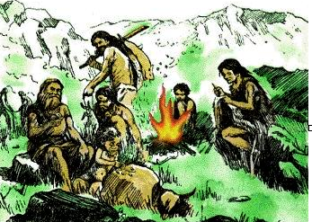 (2)从图一中可以看出,北京人过着怎样的生活?