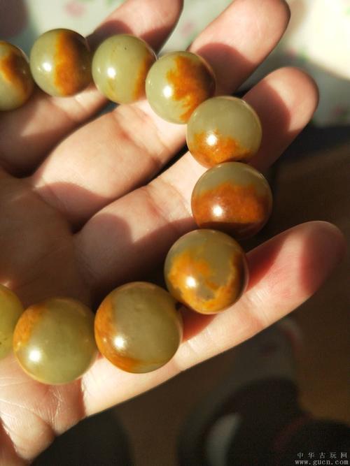 河磨玉枣红皮黄白精品手串