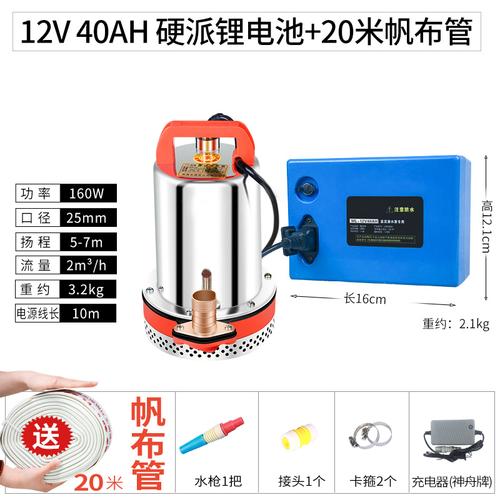便携式充电直流潜水泵闪电客12v24v48v伏电瓶车家用抽水机户外浇菜12v