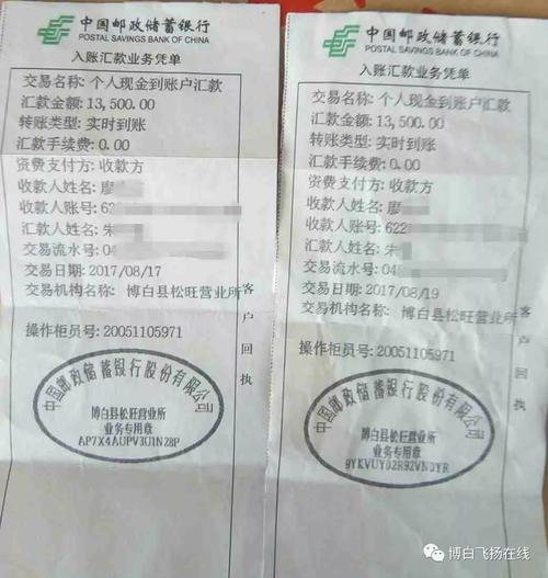 朱某和他的姨丈转给廖某转账的银行凭证