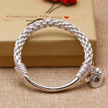 青丝镯传承手工粗桂花麻花绞丝银手镯古典民族定做男女送妈妈sn8496